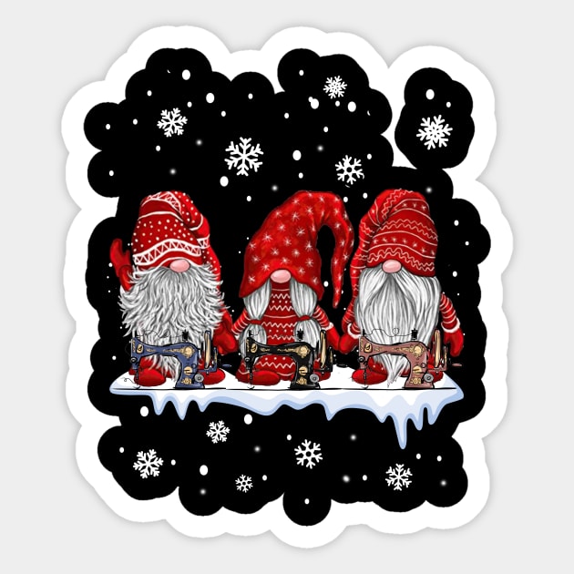 Gnomes Sewing And Quilting Christmas Sticker by Jenna Lyannion